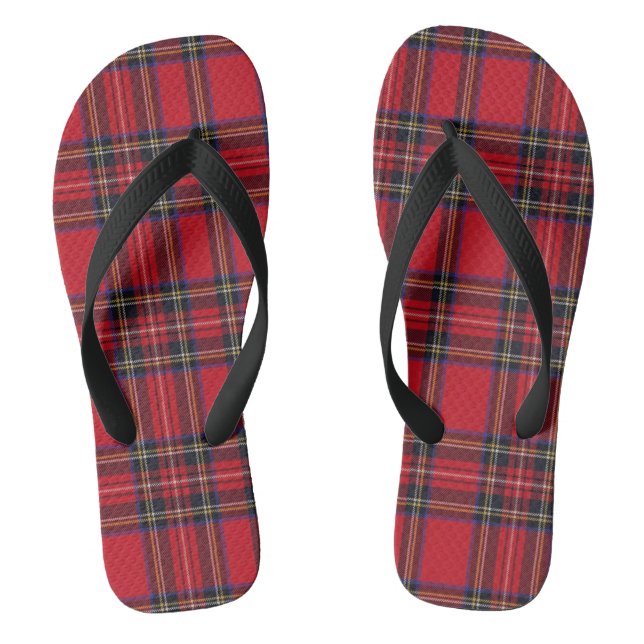 Royal Stewart tartan red black plaid Flip Flops (Footbed)