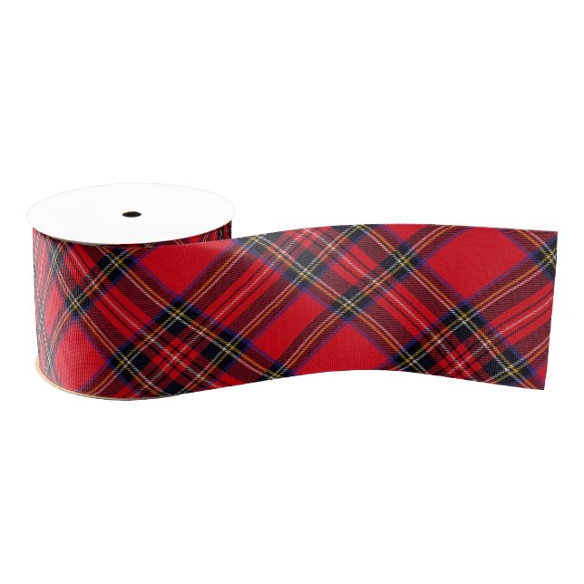 Royal Stewart tartan red black plaid Grosgrain Ribbon (Spool)
