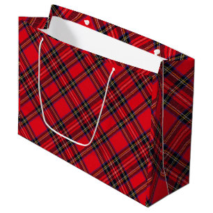 Royal Stewart tartan red black plaid Large Gift Bag