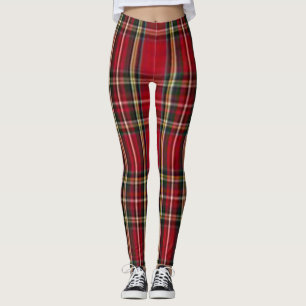 Royal Stewart tartan red black plaid Leggings