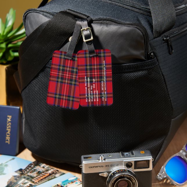 Royal Stewart tartan red black plaid Luggage Tag (Front & Back)