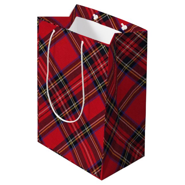 Royal Stewart tartan red black plaid Medium Gift Bag (Back Angled)