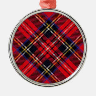 Royal Stewart tartan red black plaid Metal Tree Decoration