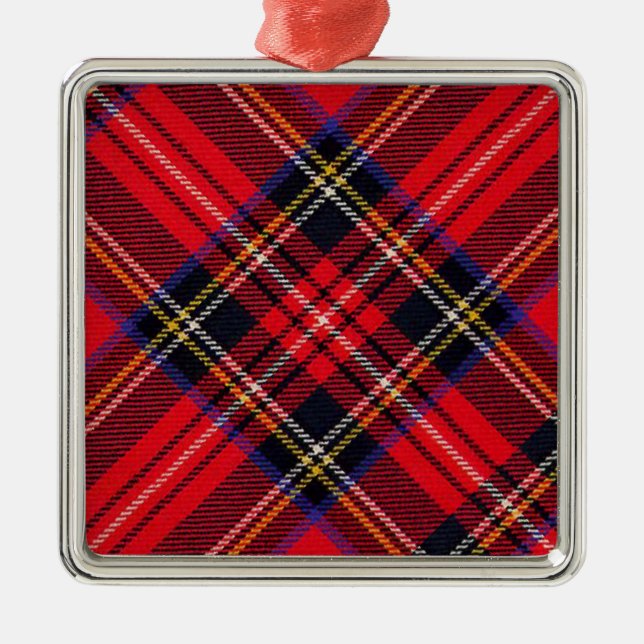 Royal Stewart tartan red black plaid Metal Tree Decoration (Front)