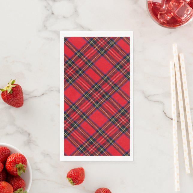 Royal Stewart tartan red black plaid Napkin (Insitu)