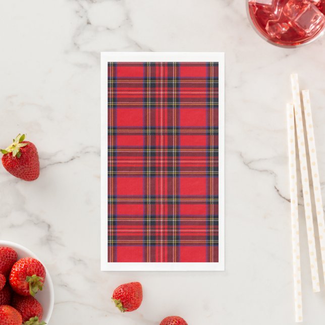 Royal Stewart tartan red black plaid Napkin (Insitu)
