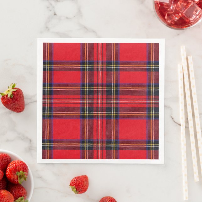Royal Stewart tartan red black plaid Napkin (Insitu)