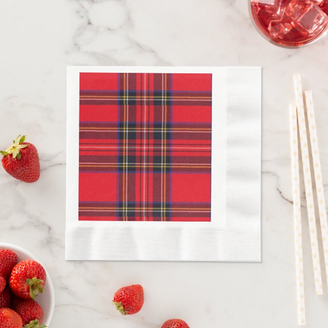 Royal Stewart tartan red black plaid Napkin (Insitu)
