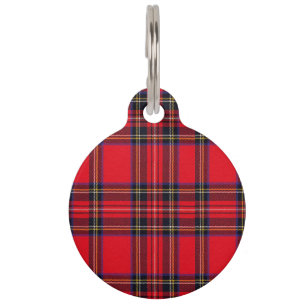 Royal Stewart tartan red black plaid Pet Tag