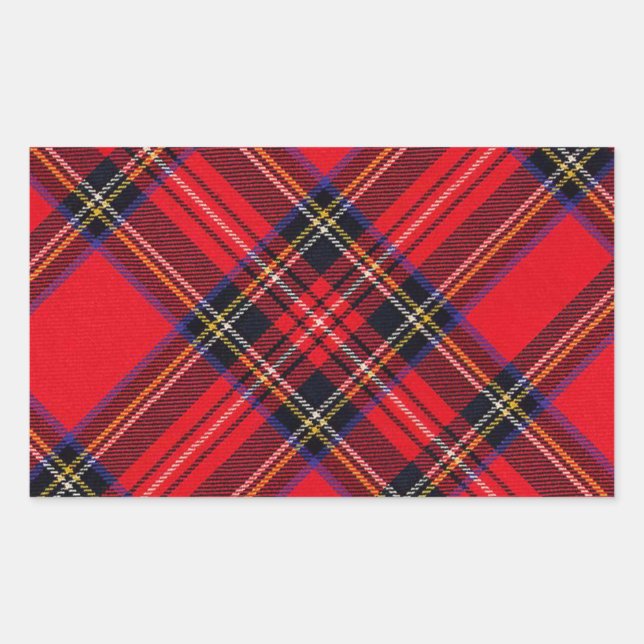 Royal Stewart tartan red black plaid Rectangular Sticker (Front)