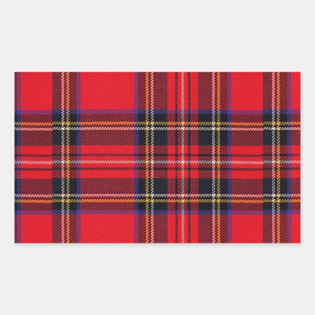 Royal Stewart tartan red black plaid Rectangular Sticker (Front)