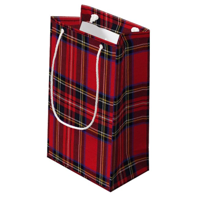 Royal Stewart tartan red black plaid Small Gift Bag (Back Angled)