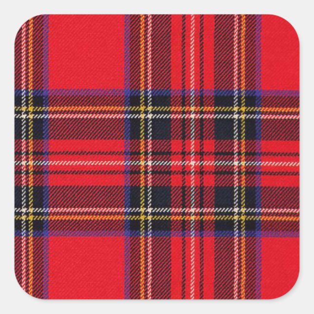 Royal Stewart tartan red black plaid Square Sticker (Front)
