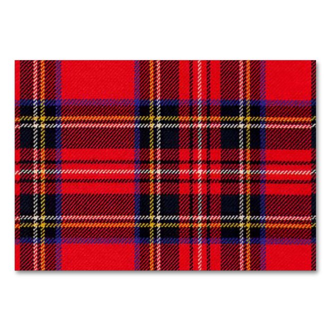 Royal Stewart tartan red black plaid Table Number (Front)