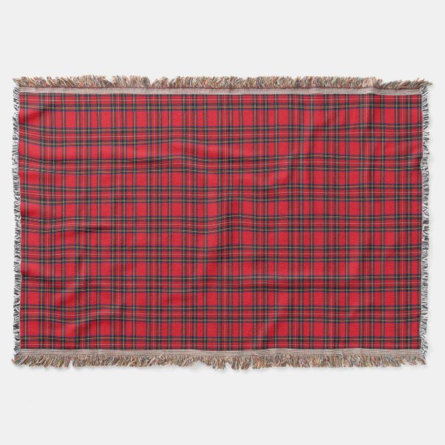 Royal Stewart tartan red black plaid Throw Blanket (Front)