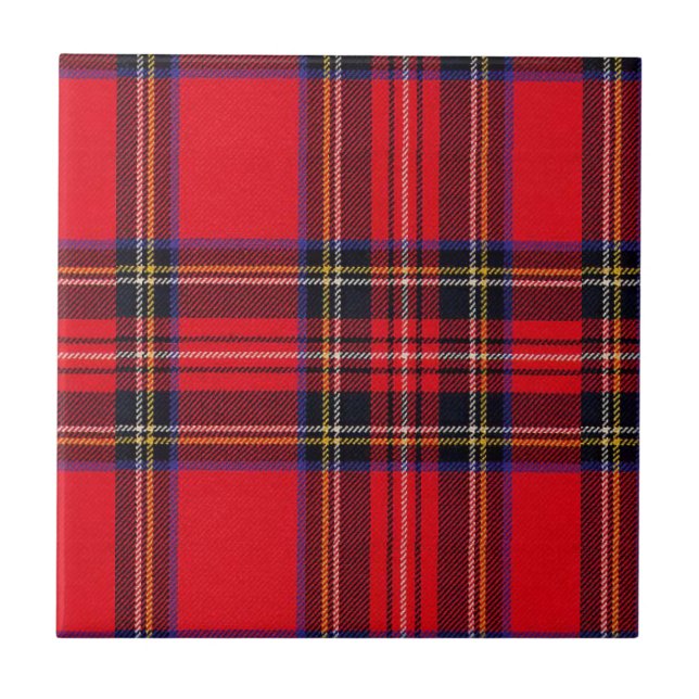 Royal Stewart tartan red black plaid Tile (Front)