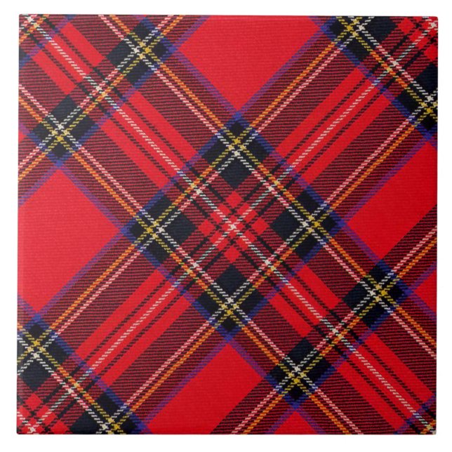 Royal Stewart tartan red black plaid Tile (Front)