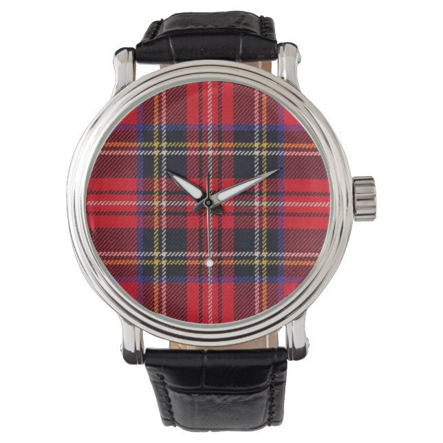Royal Stewart tartan red black plaid Watch (Front)