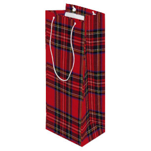 Royal Stewart tartan red black plaid Wine Gift Bag