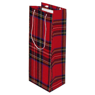 Royal Stewart tartan red black plaid Wine Gift Bag