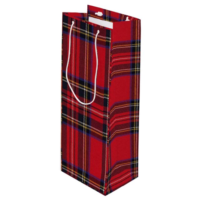 Royal Stewart tartan red black plaid Wine Gift Bag (Front Angled)