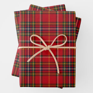 Royal Stewart Tartan Red Gold Scottish Plaid Wrapping Paper Sheet