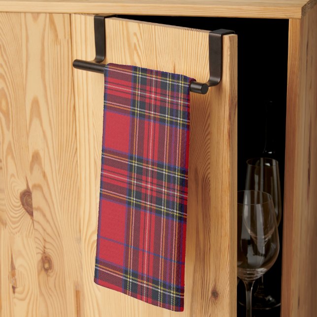 Royal Stewart Tartan Red Plaid Tea Towel (Thirds Fold)