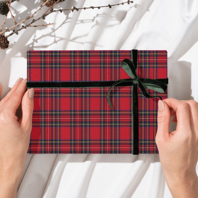 Royal Stewart Tartan Red Plaid Wrapping Paper Sheet (Royal Stewart Tartan Gift Wrapping)