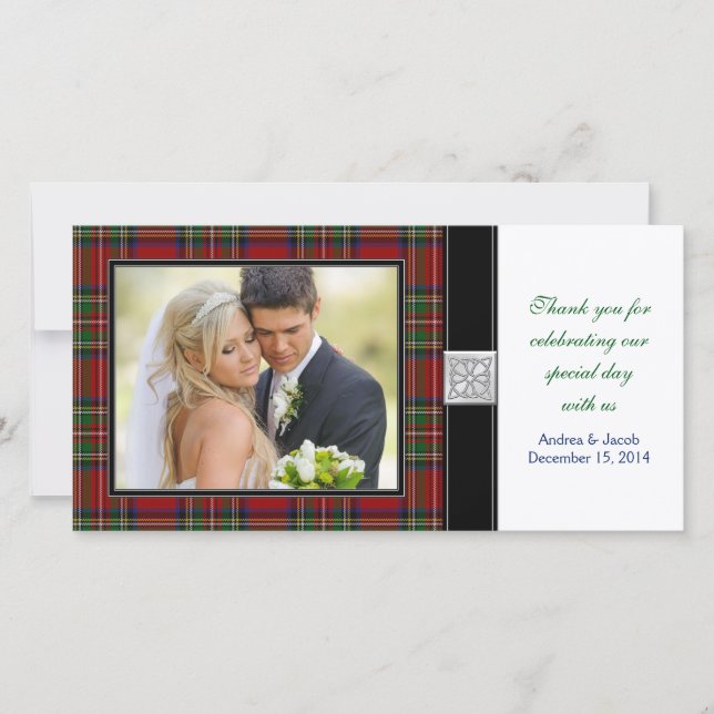 Royal Stewart Tartan Wedding Thank You Photo Card (Front)