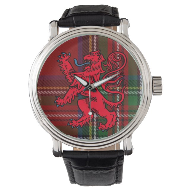 Royal Stewart Tartan With Red Lion Rampant Watch (Front)