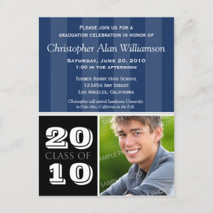 Royal Stripes Graduation Announcement (navy)