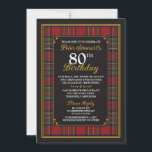 Royal Stuart Royal Stewart Tartan 80th Birthday Invitation<br><div class="desc">Royal Stewart Scottish tartan 80th birthday invitation. This tartan is the famous Royal Stewart or Royal Stuart tartan and is one of the best-known tartans. It is associated with the royal House of Stewart and is the personal tartan of the British monarch. This tartan is also worn by the pipers...</div>