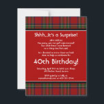 Royal Stuart Tartan 40th Birthday Party Invitation<br><div class="desc">This 40th birthday party invitation has been created using the Royal Stuart (Royal Stewart) Scottish tartan design. This tartan began its life as a 'Royal' tartan - that of the Royal House of Stuart - the personal tartan of the reigning monarch. Over the years it has become so popular and...</div>