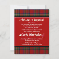 Royal Stuart Tartan 40th Birthday Party Invitation