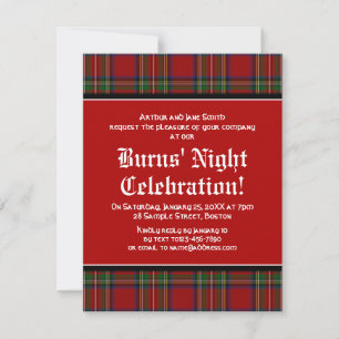Royal Stuart Tartan Robbie Burns Night Invitation
