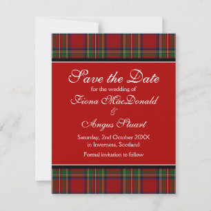 Royal Stuart Tartan Wedding Save the Date Card