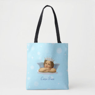 Royal Stylish Raphael Cherub on Light Blue Tote Bag