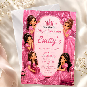Royal Sweet 16 Party Glitter Tiara Girls Invitatio Invitation