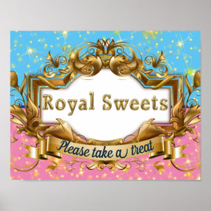 Royal Sweets Pink & Blue Gold Glitter Elegant Poster