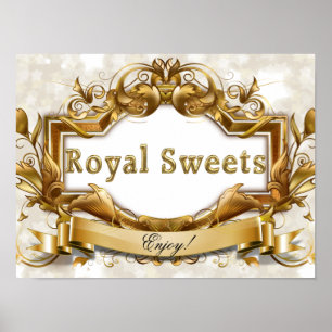 Royal Sweets-White and Gold Party Signage Poster