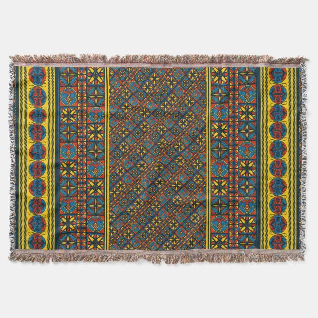 Royal Tapestry Elegance – Spanish Mediaeval Patter Throw Blanket (Front)