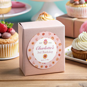 Royal Tea Party Pattern Pink Birthday Classic Round Sticker