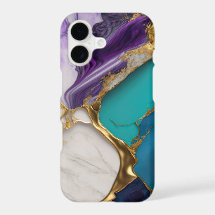 Royal Teal & Amethyst Marble with Gold Veins