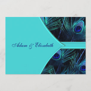 Royal Teal Blue Peacock Wedding Invitations