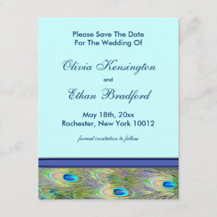 Royal Teal Blue Peacock Wedding Invitations