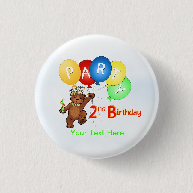 Royal Teddy Bear 2nd Birthday Party 3 Cm Round Badge (Front)