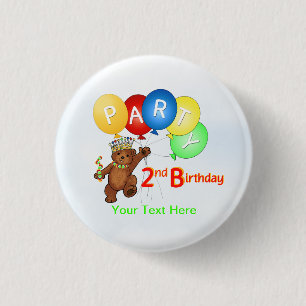 Royal Teddy Bear 2nd Birthday Party 3 Cm Round Badge