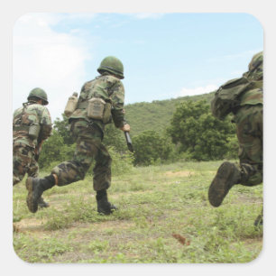 Royal Thai Marines rush forward to secure the s Square Sticker