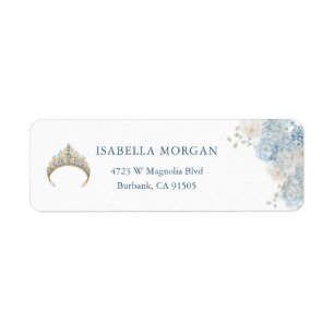 Royal Tiara Blue Floral Return Address
