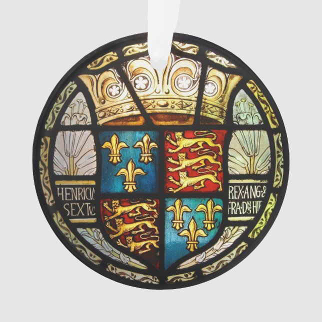 Royal Tudor Coat of Arms Henry VIII Stained Glass Ornament (Front)